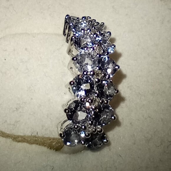 CHRISTMAS SPECIAL! 10Kt White Gold Round Tanzanite & Diamond-Accent Ring - Picture 2 of 5